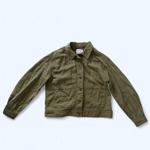 Cotton canvas chore jacket in green shacket size S by Old Navy